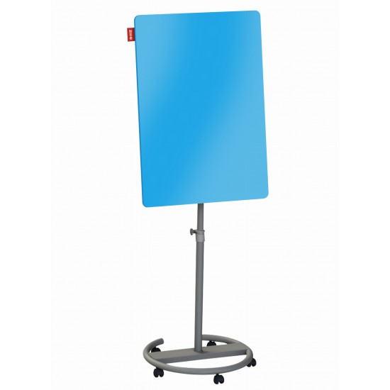 Sklenený flipchart mobilný - modrý (70x100 cm)